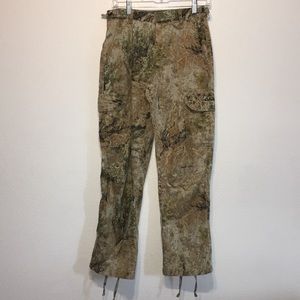 Boy's Cabelas hunting pants with drawstring ankles